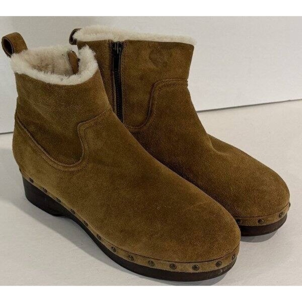 Madewell Marceline‎ Suede Leather Boots Shearling Sherpa Lined Zipper Studs 8.5